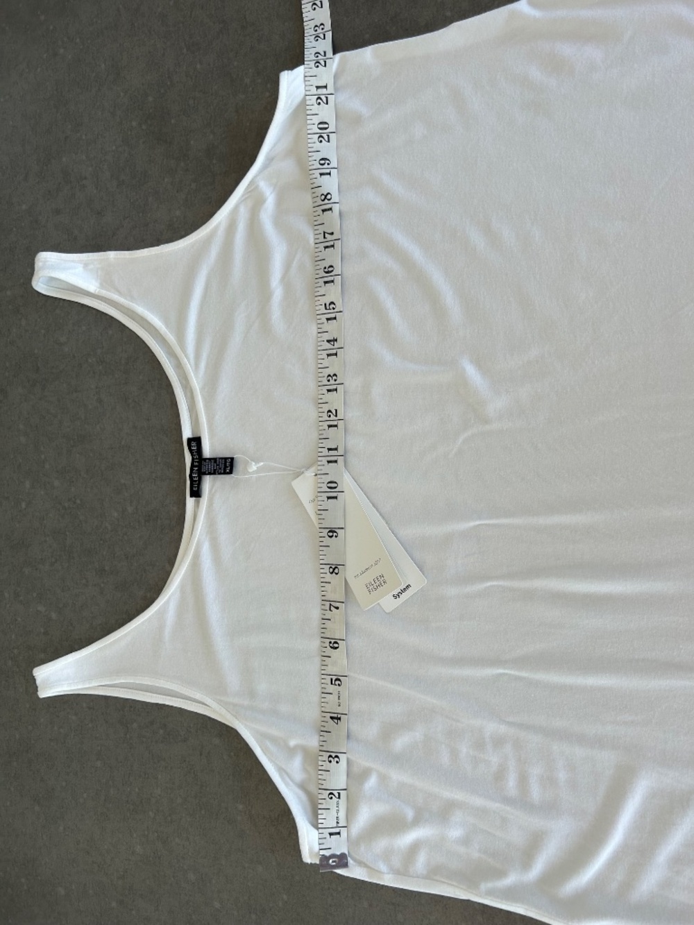 NWT Eileen Fisher Viscose Jersey Long Scoop Neck Tank White Sz XL - Picture 4 of 4
